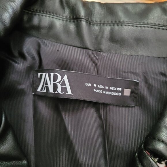 ZARA | Knit Faux Leather Textured Stripe Jacket | Sz. M - Picture 5 of 9